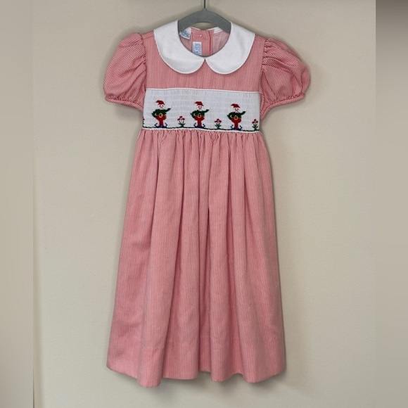 Vive La Fete Other - Vive La Fete: Girls Red / White Hand Smocked Holiday Elf Dress, Size 4